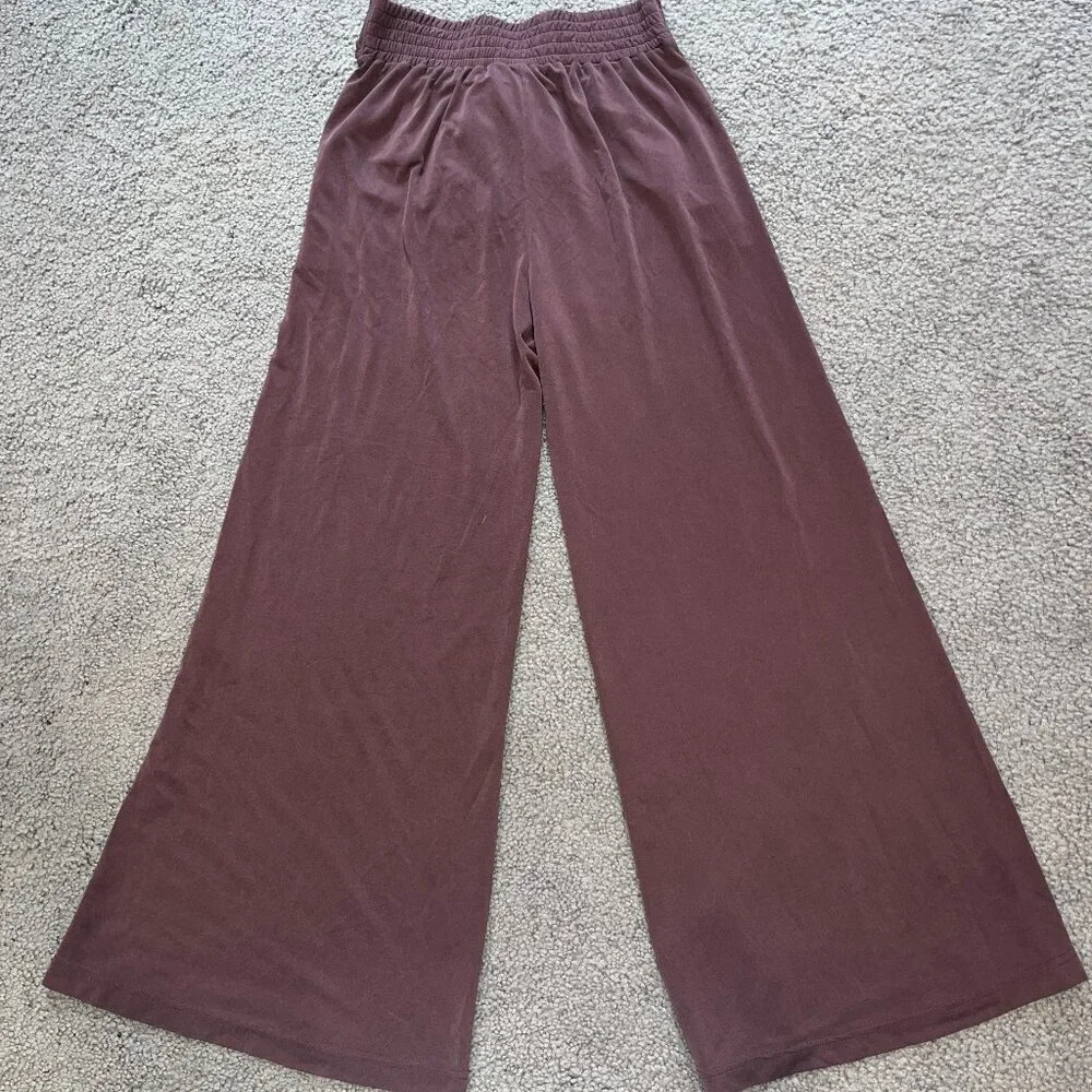 FABLETICS Criss Washed Tie Front Tricot Wide Leg Pants Burgundy - EUC - Size S - Picture 4 of 8